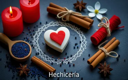 Ingredientes para hechiceria de amor como velas canela y una vela en forma de corazón.